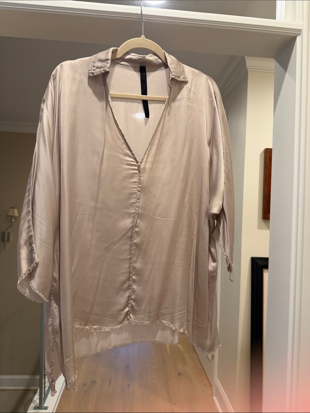 Jaga Champagne V-Neck Satin Top